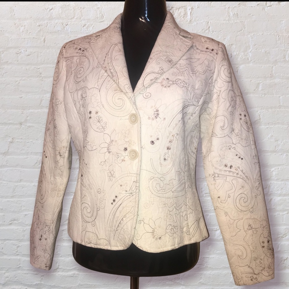 Boho Chic FDJ French Dressing Paisley Floral Blazer Classic Feminine